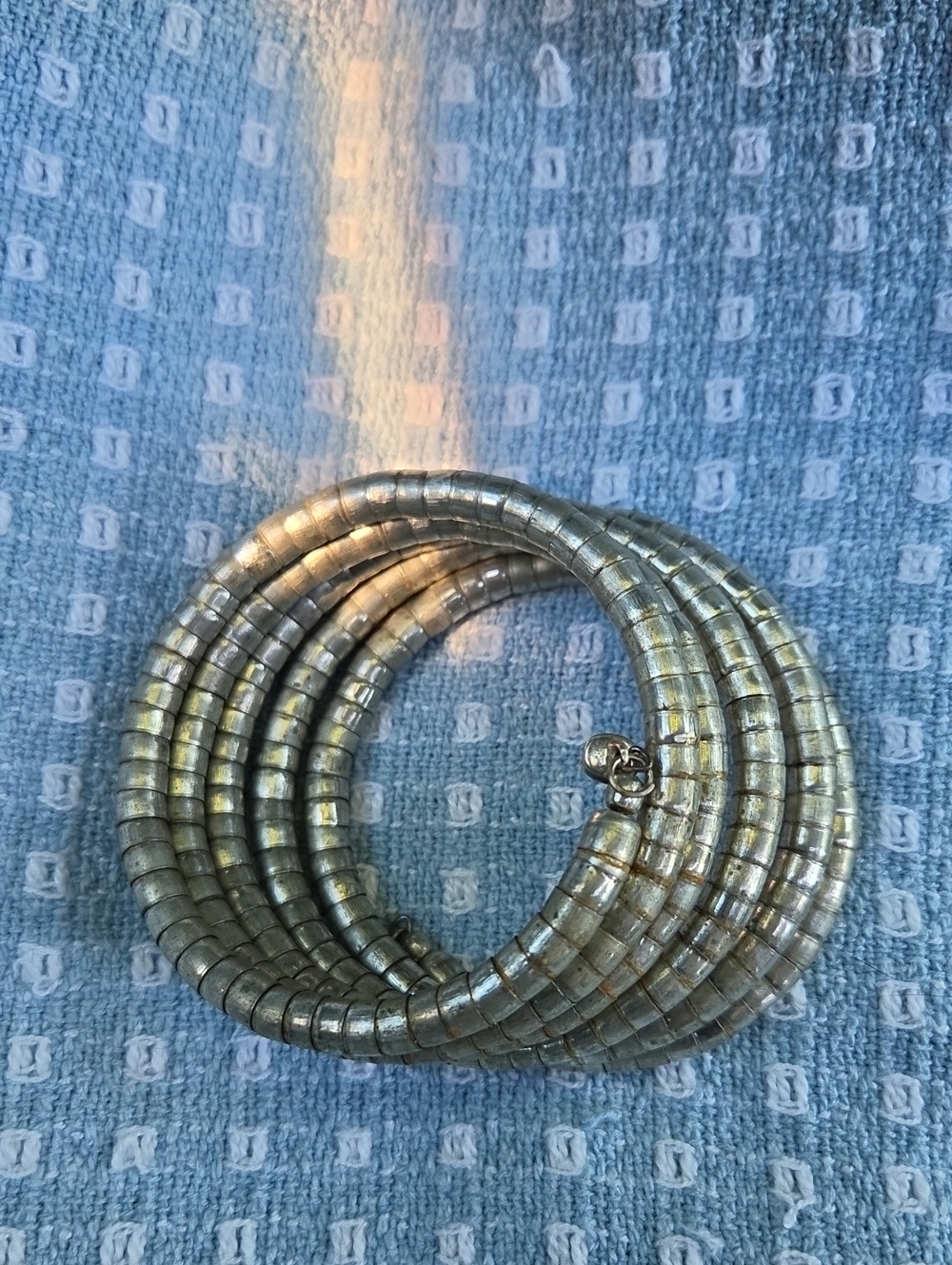Segment Wrap Silver Bread Coil Wrap Bracelet.